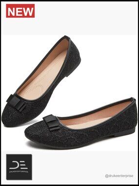 Lace Ballet Flats Women Slip-on Comfortable Dressy Flat Wedding Office Shoes